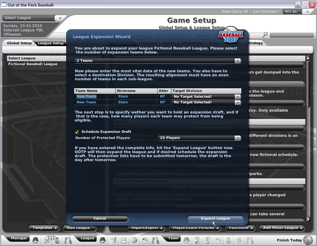 Изображение игры: Out of the Park Baseball 2007