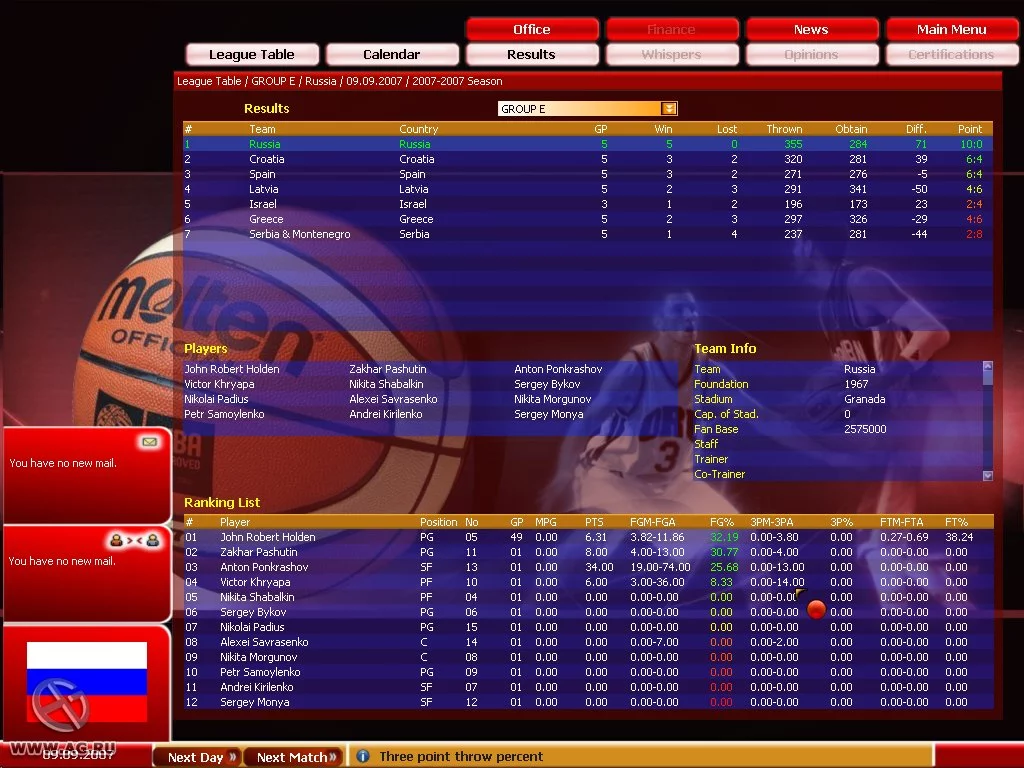 Изображение игры: FIBA Basketball Manager 2008