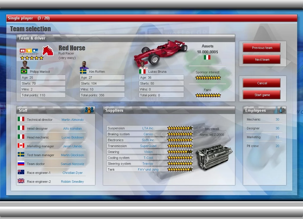 Изображение игры: RTL Racing Team Manager