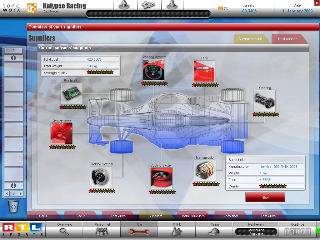 Изображение игры: RTL Racing Team Manager