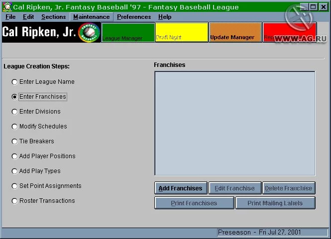 Изображение игры: Cal Ripken, Jr. Fantasy Baseball '97