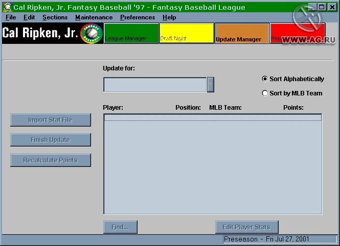 Изображение игры: Cal Ripken, Jr. Fantasy Baseball '97