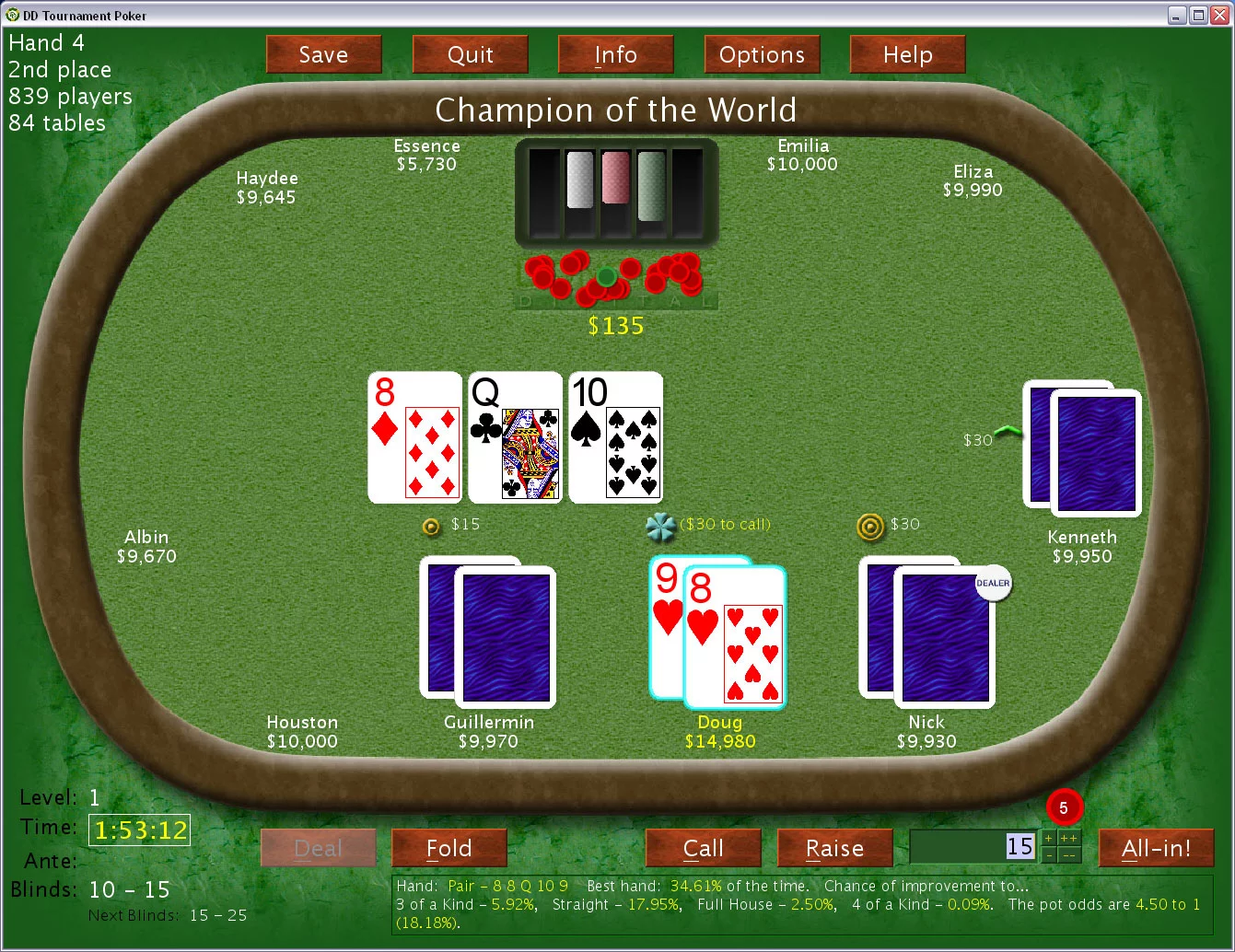 Изображение игры: DD Tournament Poker: No Limit Texas Hold'em