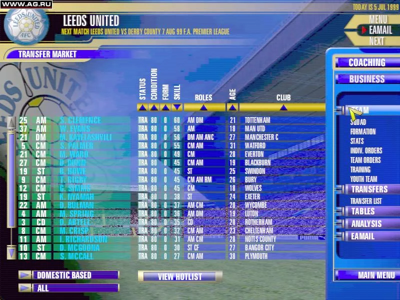 Изображение игры: FA Premier League Football Manager 2000