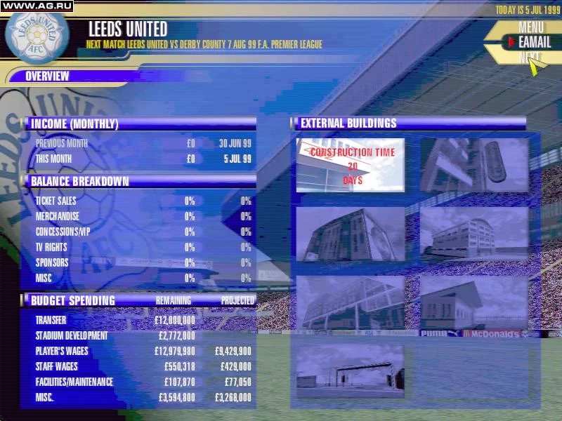 Изображение игры: FA Premier League Football Manager 2000
