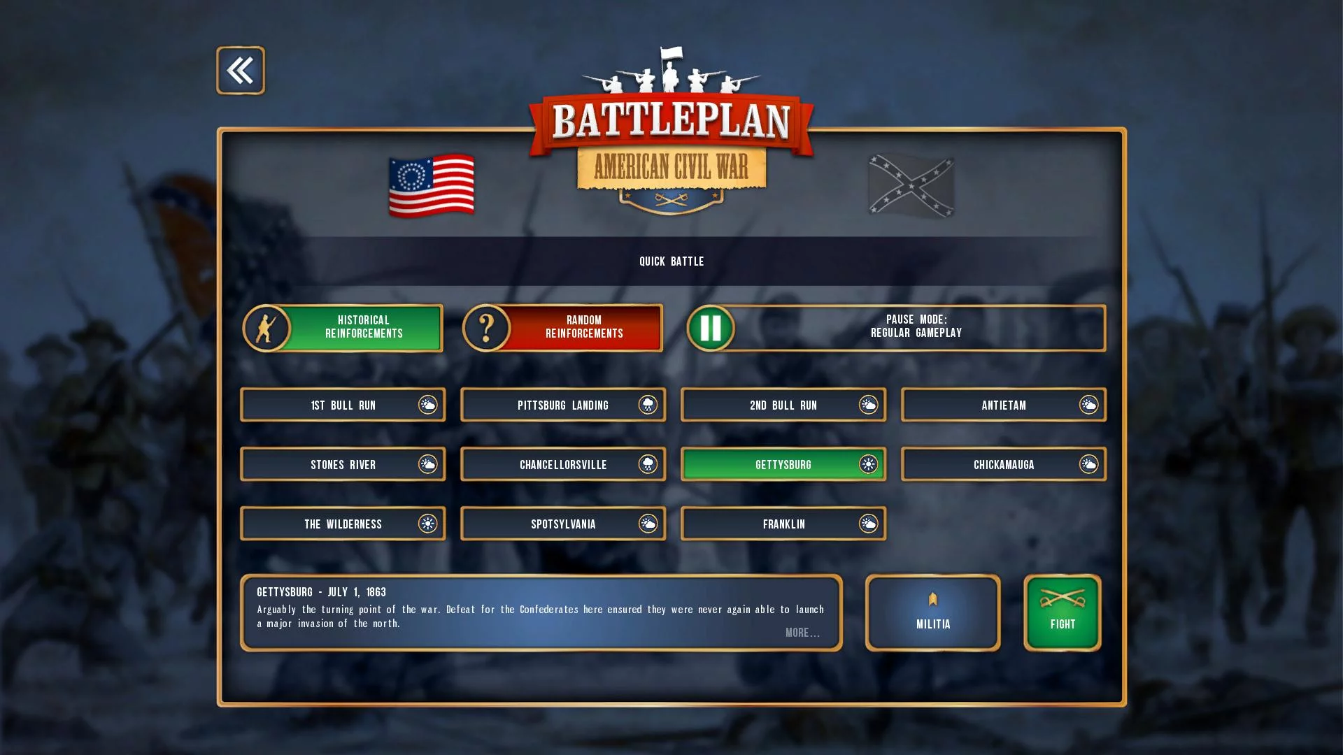 Изображение игры: Battleplan: American Civil War
