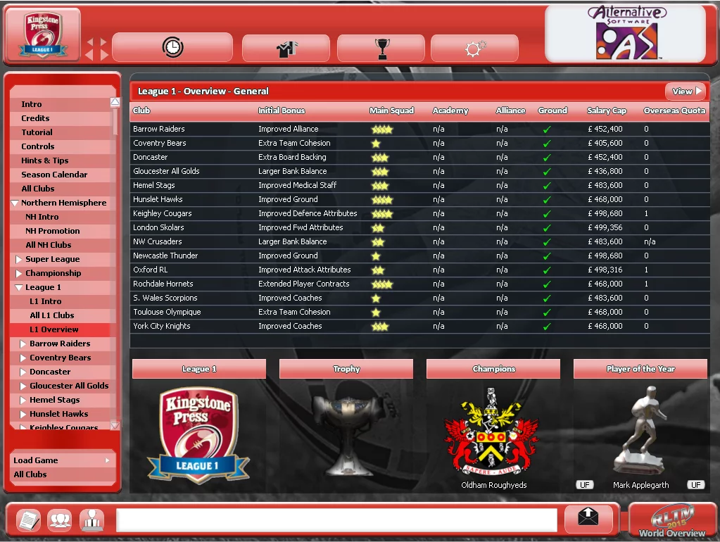 Изображение игры: Rugby League Team Manager 2015