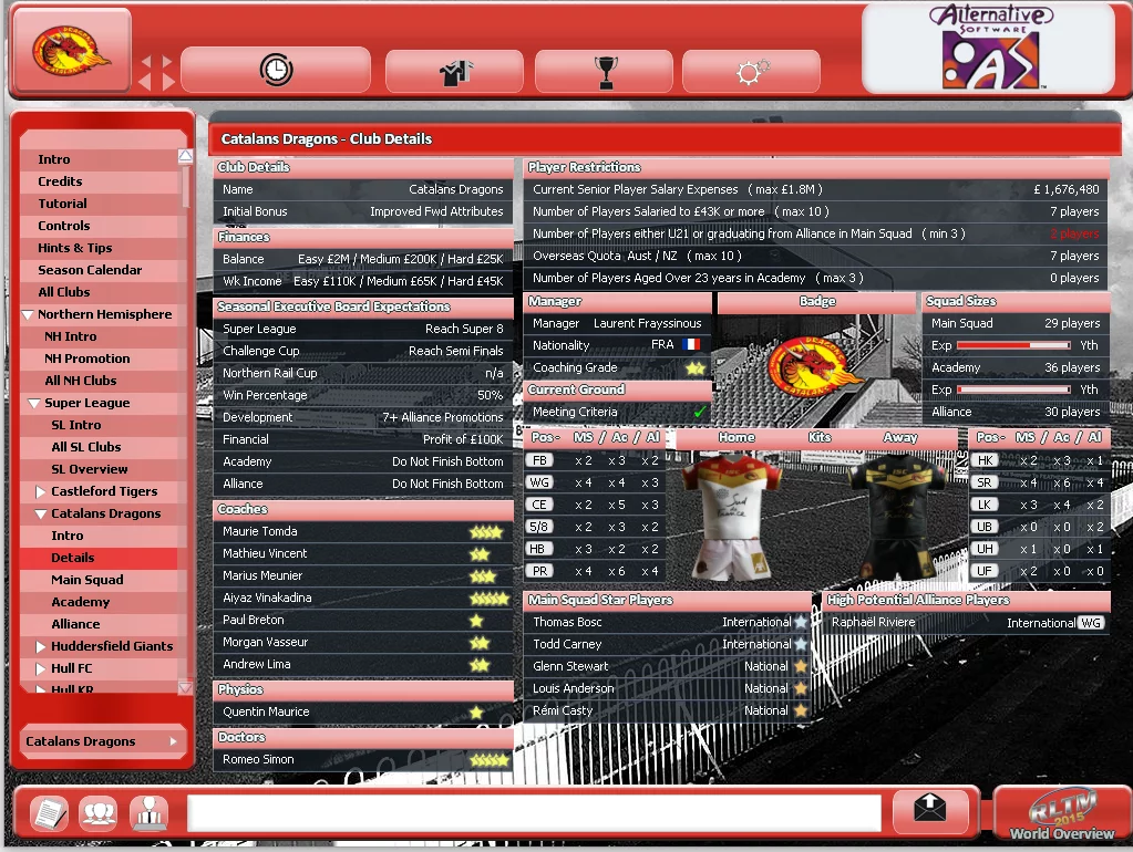 Изображение игры: Rugby League Team Manager 2015