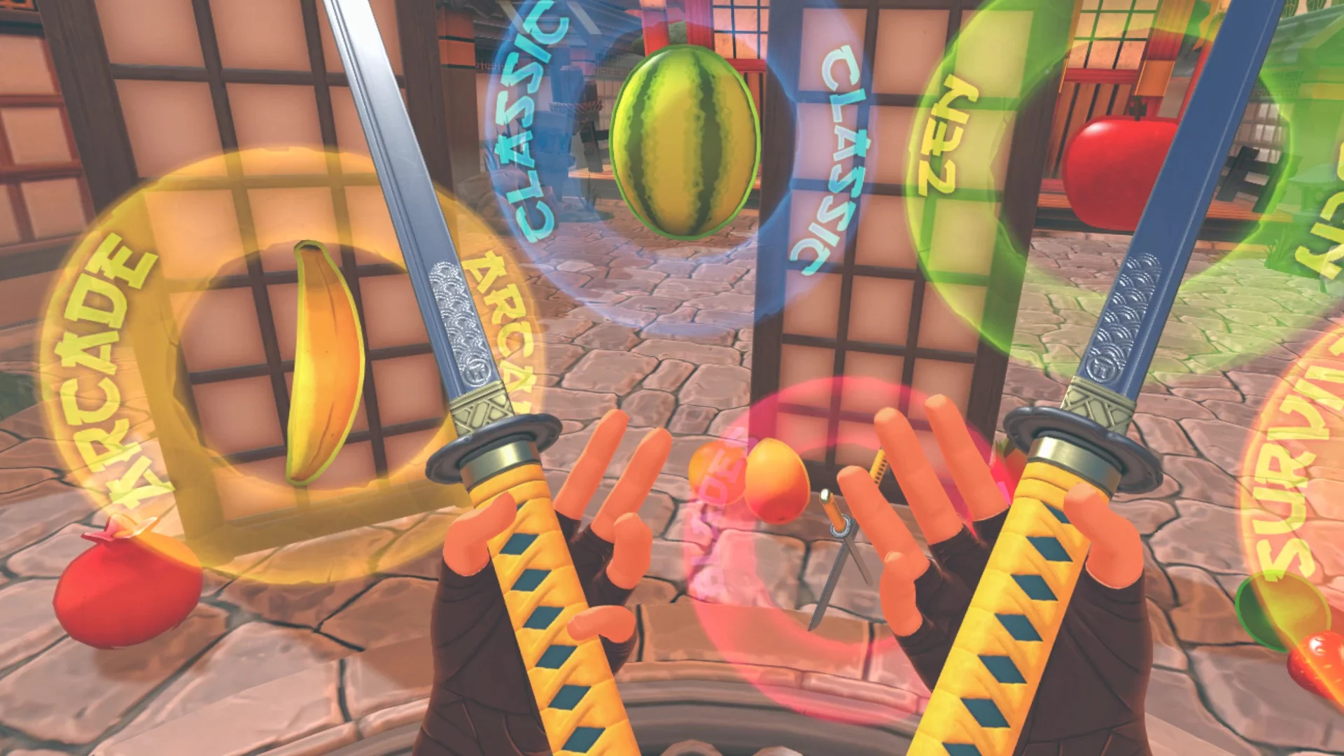 Изображение игры: Fruit Ninja VR