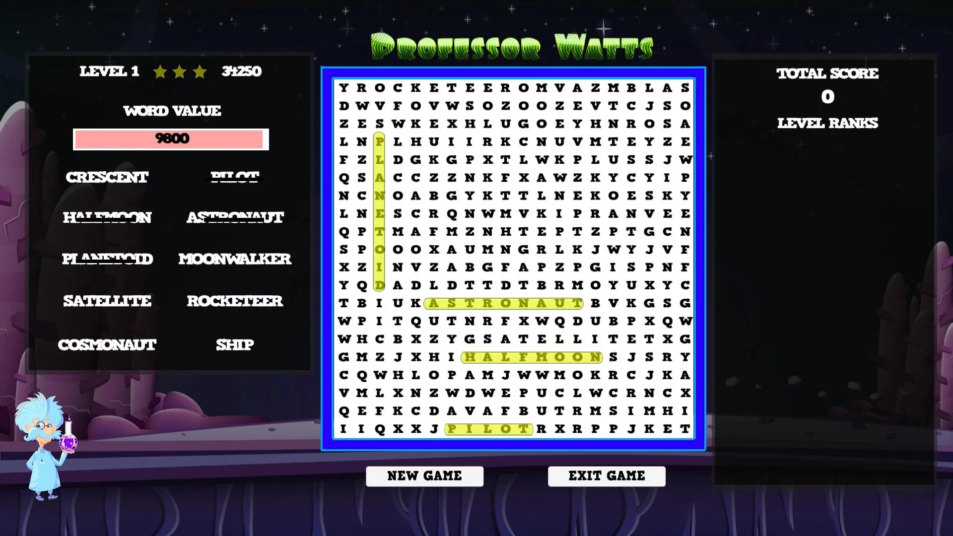 Изображение игры: Professor Watts Word Search: Space Voyage