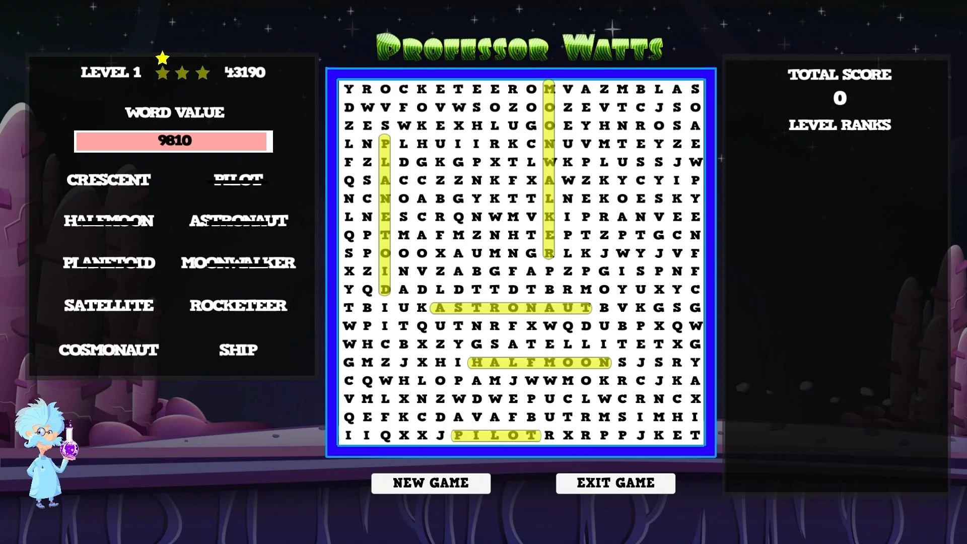 Изображение игры: Professor Watts Word Search: Space Voyage